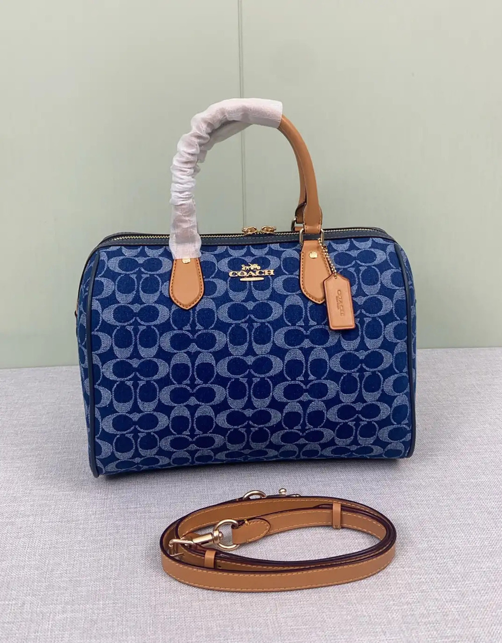 Coach Rowan Large Satchel Bag In Signature Denim Canvas